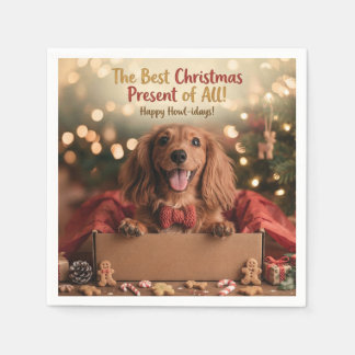 Sött hund i en julklappslåda pappersservett
