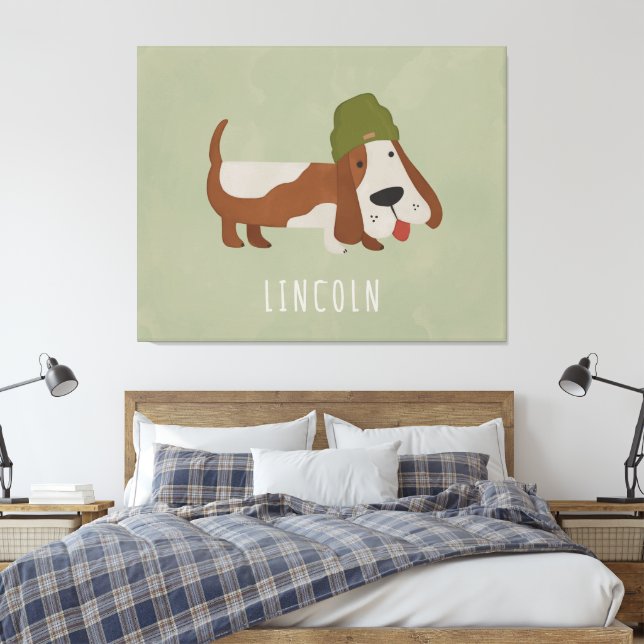Sött hund i mössa/customized canvastryck (Insitu (sovrum))
