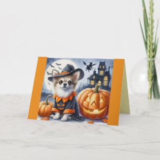 Sött hund kostymerad för Halloween-kort Kort