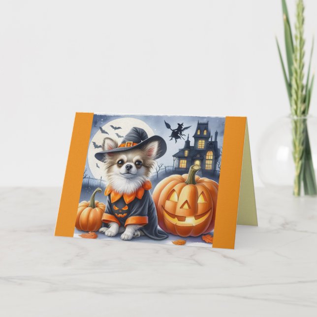 Sött hund kostymerad för Halloween-kort Kort (Framsida)