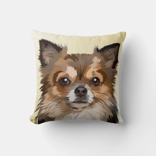 Sött Hund Kuddcover Brun Pomeranian Kudde (Framsida)