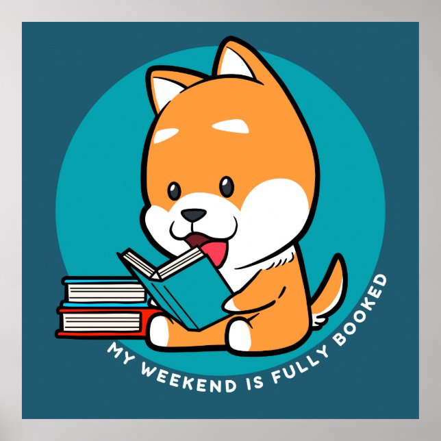 Sött Hund Läsande Bok Roligt Citat Poster (Framsidan)