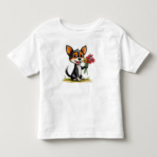 Sött Hund Med Blommor Present Till Barn T Shirt