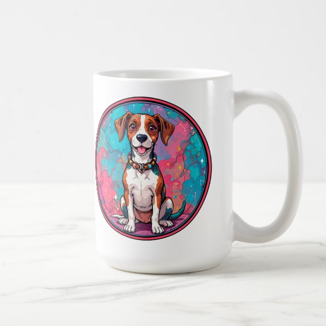 Sött Hund Med en Färgrik Halsband Kaffemugg (Höger)