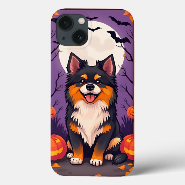 Sött Hund Med Halloween-dekorationer (Baksida)