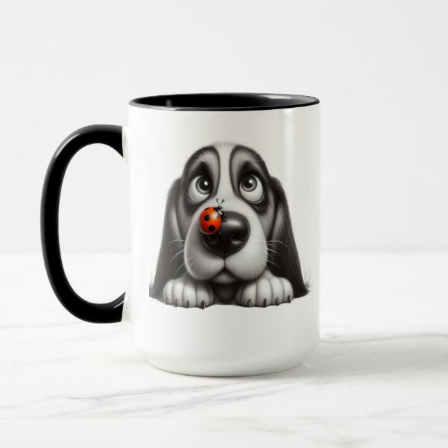 Sött hund med nyckelpiga mugg (Vänster)