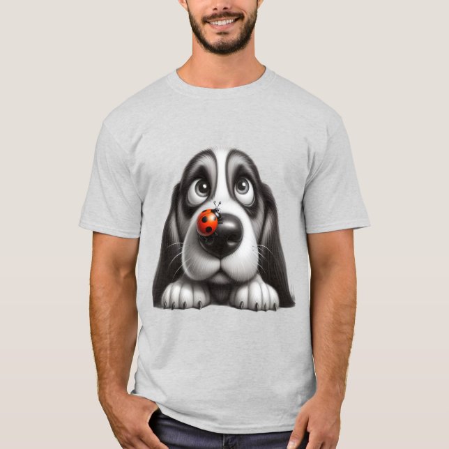 Sött hund med nyckelpiga t shirt (Framsida)