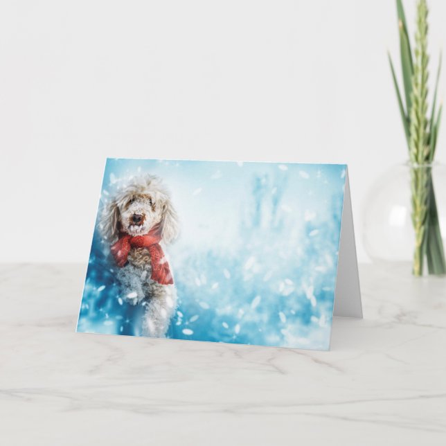 Sött hund med röd halsduk helgkort (Framsida)