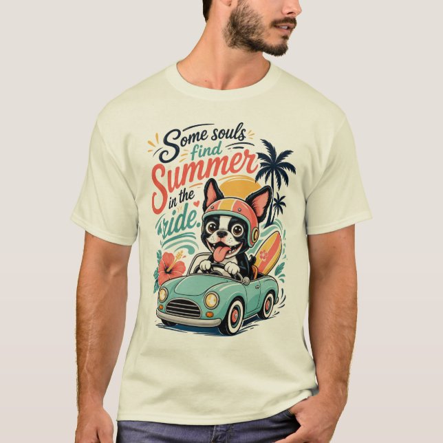 Sött Hund Road Trip Design T Shirt (Framsida)