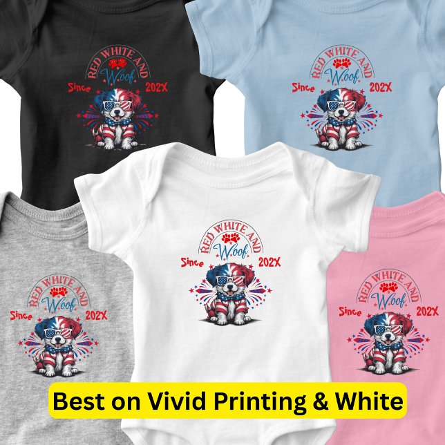 Sött Hund Rött Vitt och Voff  T Shirt (Skapare uppladdad)