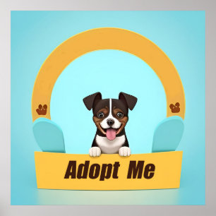 Sött Hund som Främjar Adoption med Glad Yttring Poster