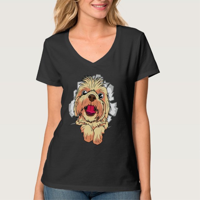 Sött Hund Sprickdesign T Shirt (Framsida)