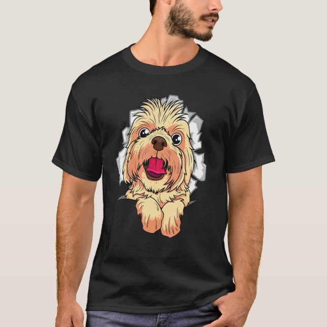 Sött Hund Sprickdesign T Shirt (Framsida)