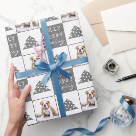 Sött Hund Valp Husdjur Typografi Julgran Foto Presentpapper