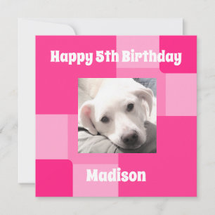 Sött hundfoto 5-årsdag rosa Julkort