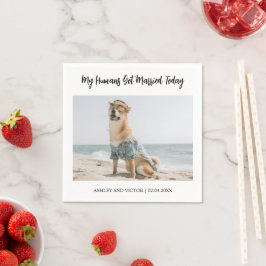 Sött Hundfoto Modern Enkel Bröllop Pappersservett