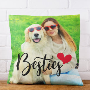 Sött Hundmamma Bästa Vänner Rött Hjärta Foto Kudde