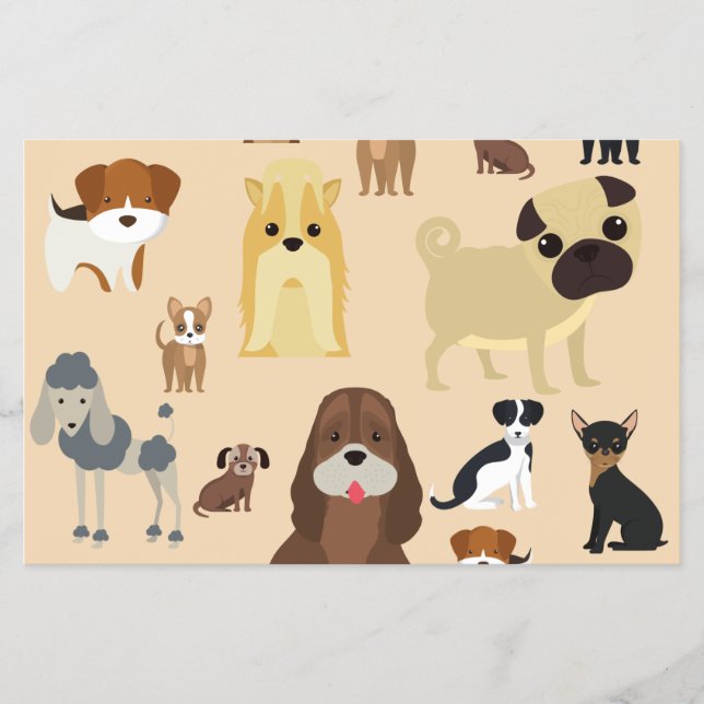 sött hundmönsterdesign för hundälskare - Beige bak Flygblad (Framsidan)