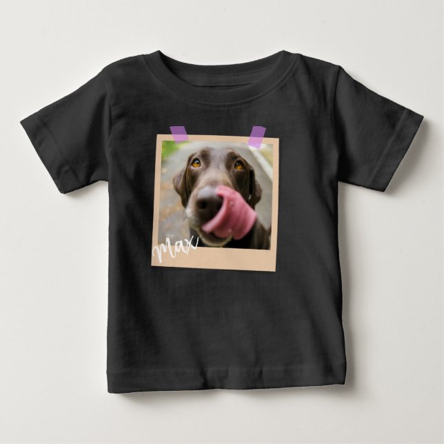 Sött hundpolaroid-stil foto konst t shirt (Framsida)