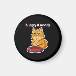 Sött hungrig och på dåligt humör orange katt meme- magnet