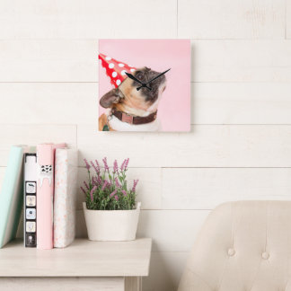 Sött Husdjur Hund Foto Fyrkantig Klocka