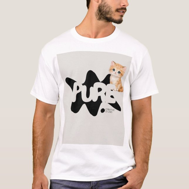 Sött husdjur katt design t-shirt  (Framsida)