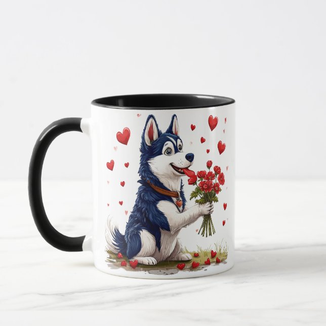 💘 Sött Husky Alla Hjärtans Dag-hundpresent Till H Mugg (Vänster)