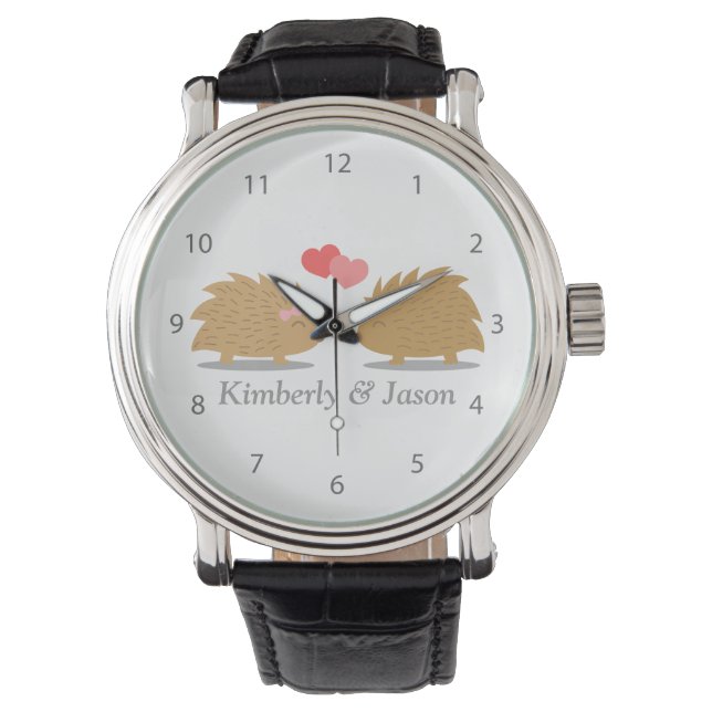 Sött Igelkottpar Förälskade Armbandsur (Framsida)