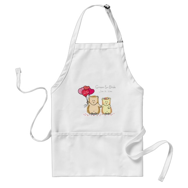Sött igelkottpar med ballonger, nygifta förkläde (Framsidan)