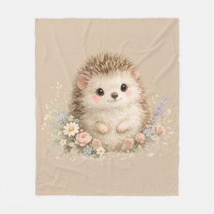 Sött Igelkottshus Lugn Blommig Present Fleecefilt