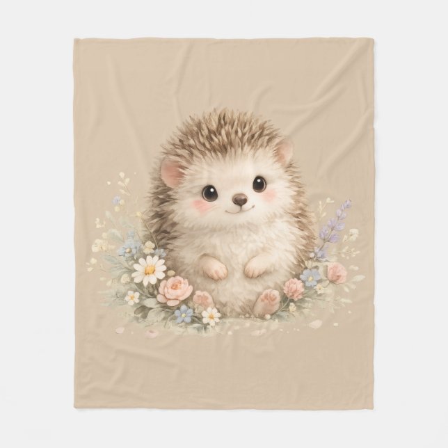 Sött Igelkottshus Lugn Blommig Present Fleecefilt (Framsidan)