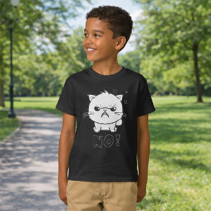 Sött ilsket katt som fnyser Nej. T Shirt