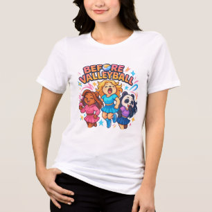 Sött "Innan Volleyboll" Tecknad Design för Tjejer T Shirt