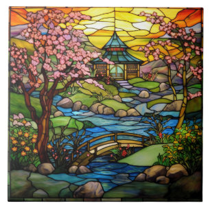 Sött japanskt Garden faux-glas för nedfläckad Kakelplatta