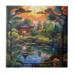 Sött japanskt Garden faux-glas för nedfläckad Kakelplatta