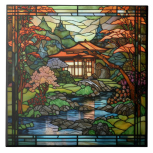 Sött japanskt Garden faux-glas för nedfläckad Kakelplatta