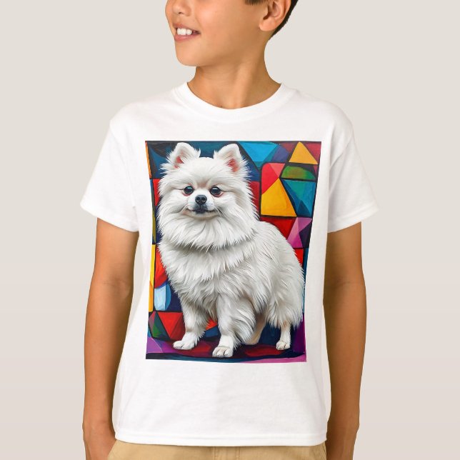 Sött Japanskt Spitz Hundporträtt T Shirt (Framsida)