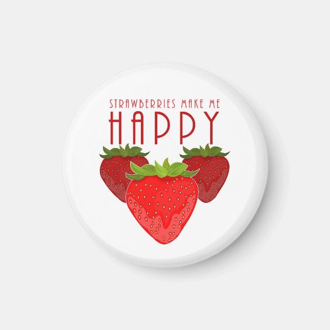 Sött jordgubbskvadrat-design | Glad frukt Magnet (Framsidan)