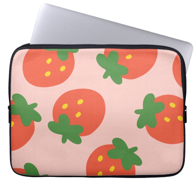 Sött jordgubbsmönster laptop fodral (Framsidan)