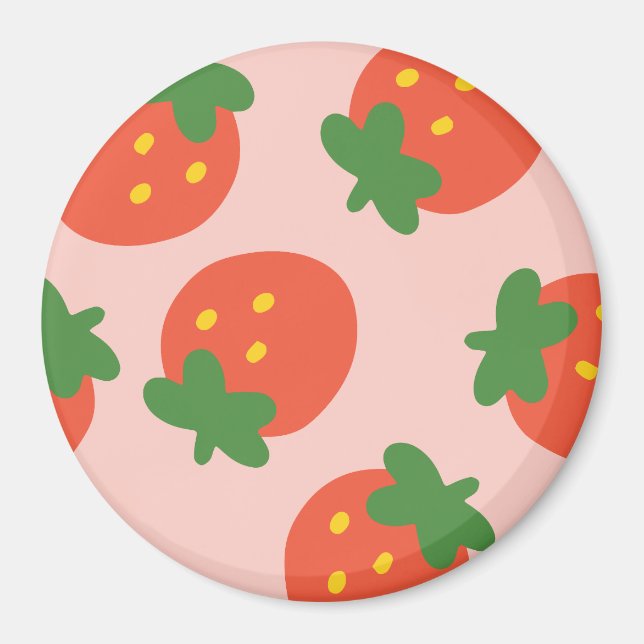 Sött jordgubbsmönster magnet (Framsidan)