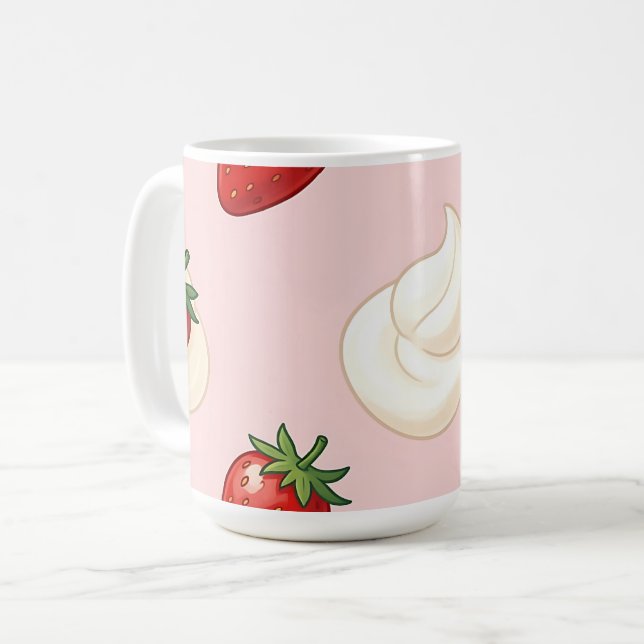 Sött jordgubbssmettningsmönster kaffemugg (Framsida vänster)