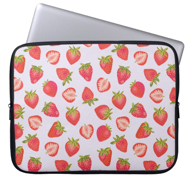 Sött jordgubbssmönster laptop fodral (Framsidan)