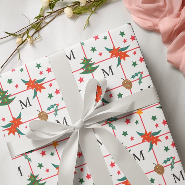 Sött jul element sömlöst mönster monogram presentpapper (Skapare uppladdad)