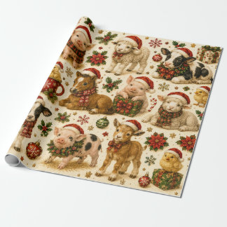 Sött julbondedjursmönster present presentpapper