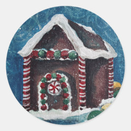 Sött julgodis hus runt klistermärke