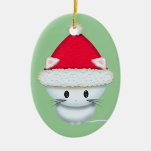 Sött julkattunge julgransprydnad keramik