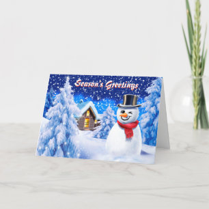 Sött julklapp för snögubbe-snö-scenen helgkort