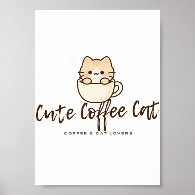 Sött Kaffe Katt Affisch – Roligt Kaffe Älskare Väg (Framsidan)