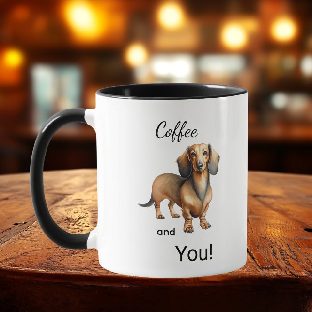 Sött Kaffe Och Dachshund Brun Personlig Mugg (Skapare uppladdad)
