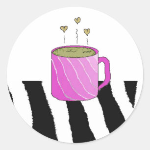 Sött kaffe runt klistermärke